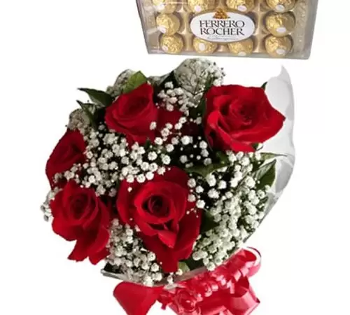 Buquê de Rosas Colombianas 5 com Ferrero Rocher