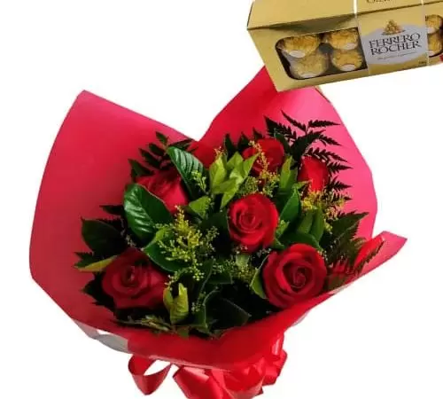 Buquê com 6 Rosas Vermelhas