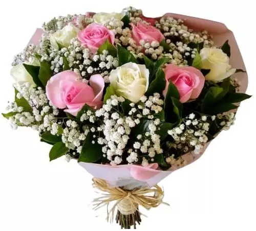 Buquê Duas Cores Branco e Rosa