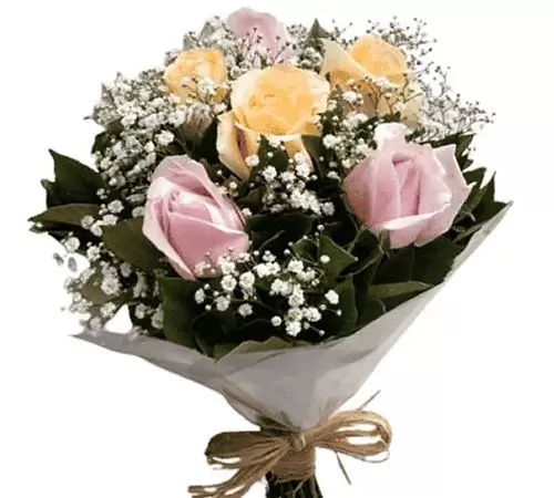 Buquê 6 Rosas Tons Claros