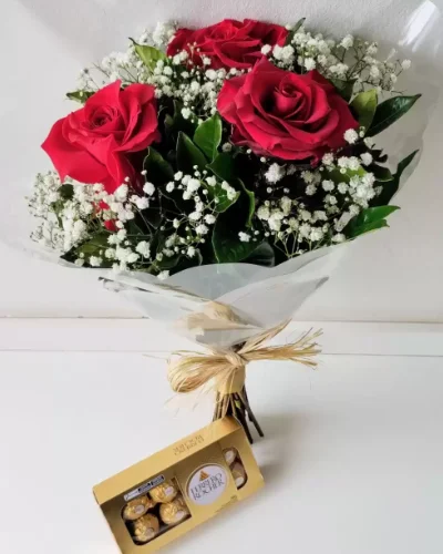 Buquê de Rosas Colombianas 3 com Ferrero Rocher