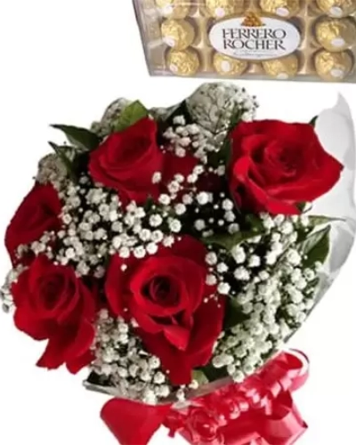 Buquê de Rosas Colombianas 5 com Ferrero Rocher