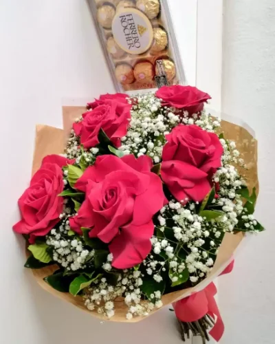 Buquê de Rosas Colombianas com Ferrero Rocher