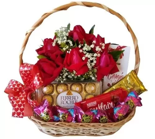 Cesta de Chocolate com Rosas – CC101