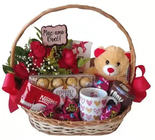 Cesta especial de chocolate – Mãe Amo Você